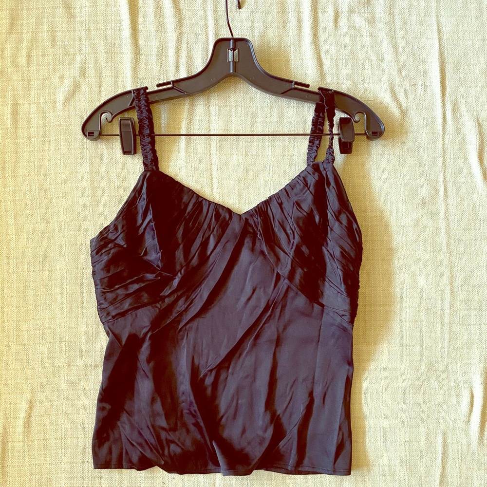 Black silk crop top